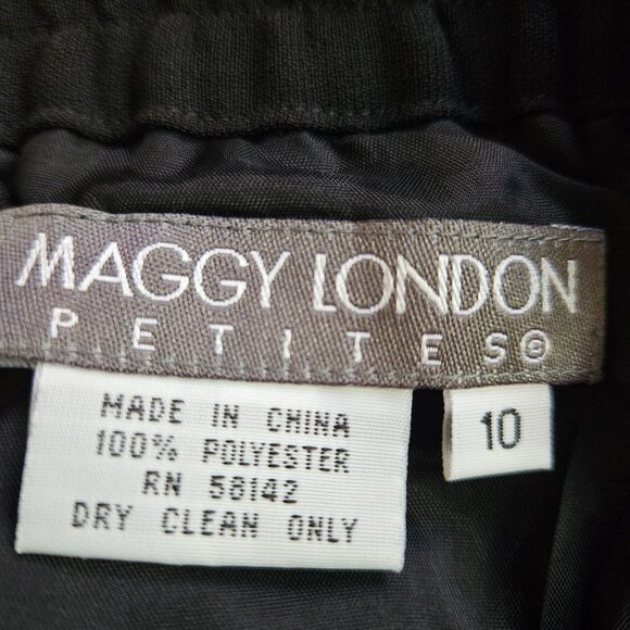 Maggy London Sheer Black Long Buttoned Duster Silk Jacket and Pants Size 10 Pet - Picture 12 of 13